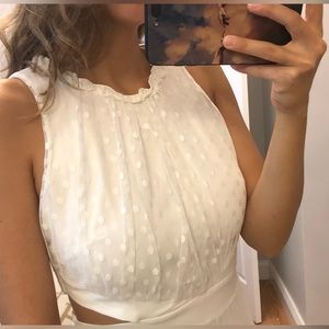 Cut Out Polka Dot White on White Mini Dress